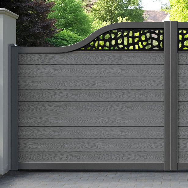 Classic Pebble Curved Top Driveway Gate - Mid Grey - Top Screen