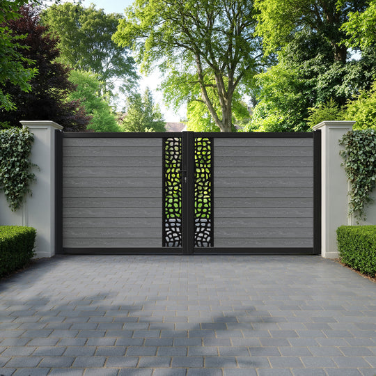 Classic Pebble Straight Top Driveway Gate - Mid Grey - Middle Screen