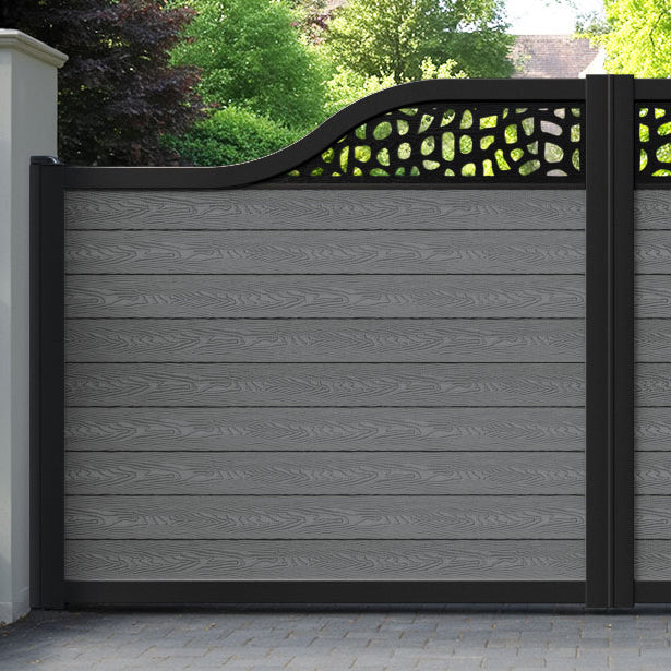 Classic Pebble Curved Top Driveway Gate - Mid Grey - Top Screen
