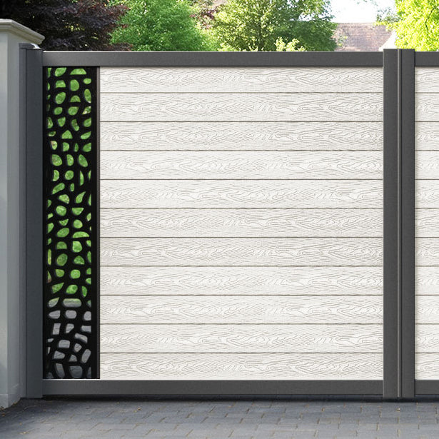 Classic Pebble Straight Top Driveway Gate - Light Stone - End Screen
