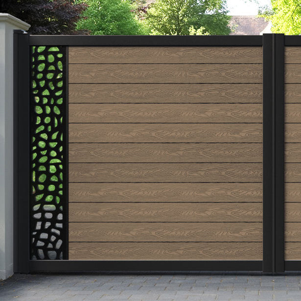 Classic Pebble Straight Top Driveway Gate - Teak - End Screen