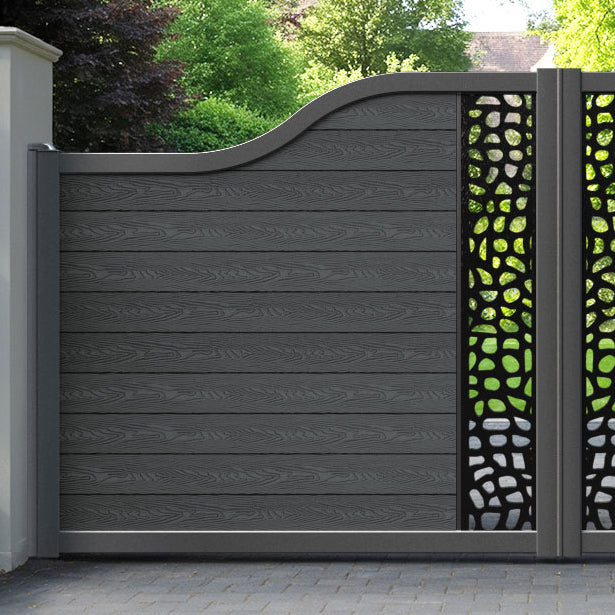 Classic Pebble Curved Top Driveway Gate - Dark Grey - Middle Screen