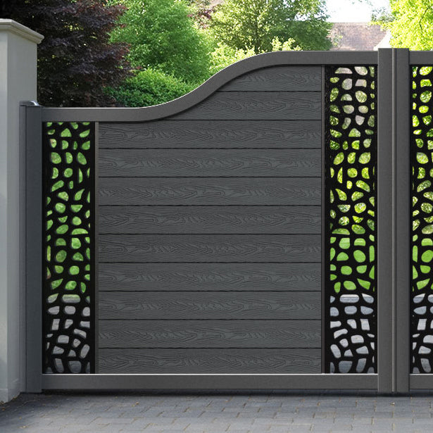 Classic Pebble Curved Top Driveway Gate - Dark Grey - Middle & End Screen