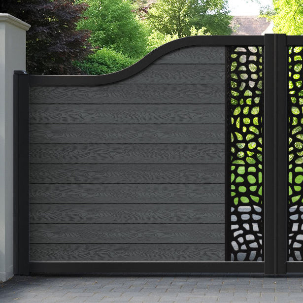 Classic Pebble Curved Top Driveway Gate - Dark Grey - Middle Screen