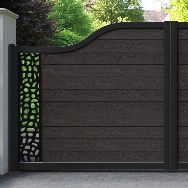 Classic Pebble Curved Top Driveway Gate - Dark Oak - End Screen
