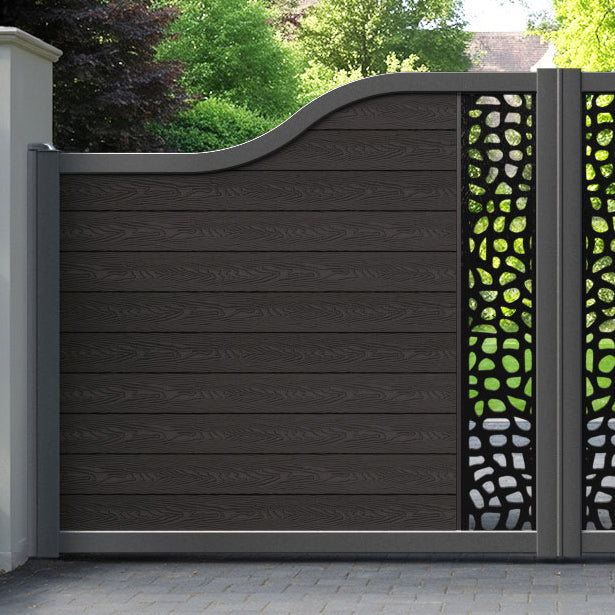 Classic Pebble Curved Top Driveway Gate - Dark Oak - Middle Screen