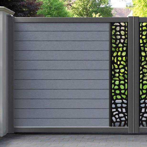 Fusion Pebble Straight Top Driveway Gate - Anthracite - Middle Screen