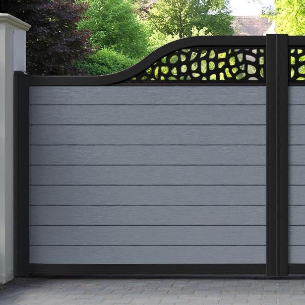 Fusion Pebble Curved Top Driveway Gate - Anthracite - Top Screen