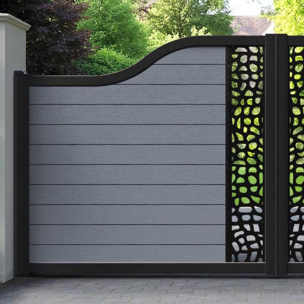 Fusion Pebble Curved Top Driveway Gate - Anthracite - Middle Screen