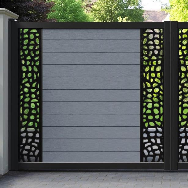 Fusion Pebble Straight Top Driveway Gate - Anthracite - Middle & End Screen