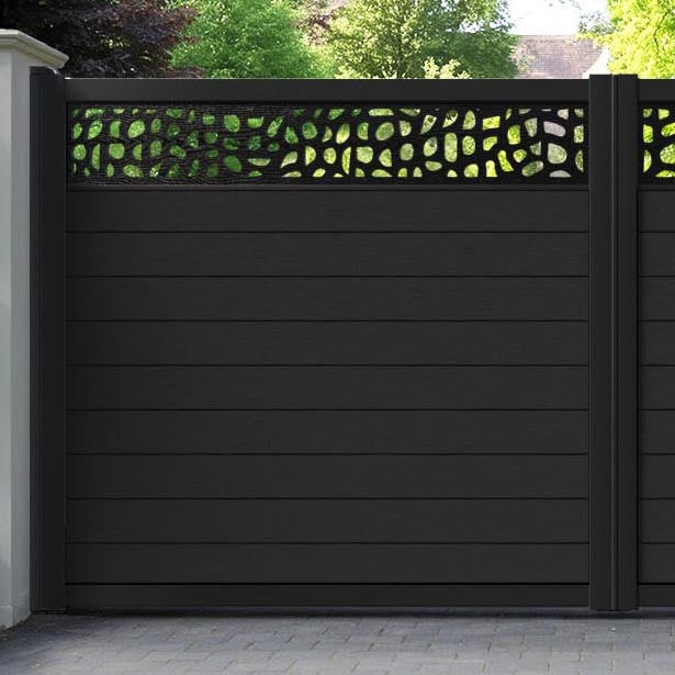 Fusion Pebble Straight Top Driveway Gate - Black - Top Screen