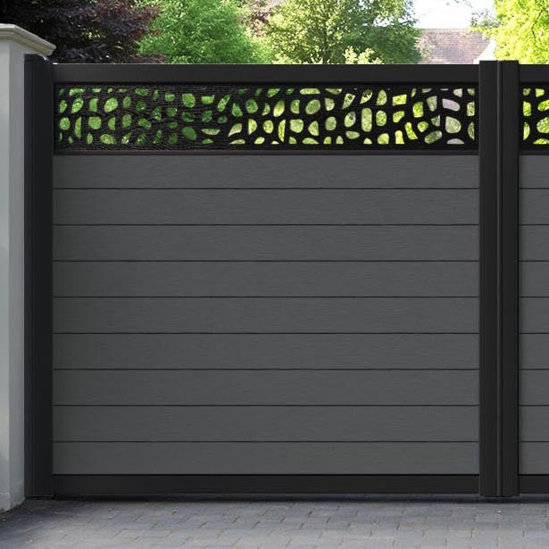 Fusion Pebble Straight Top Driveway Gate - Dark Grey - Top Screen