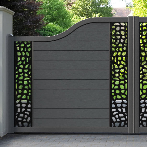 Fusion Pebble Curved Top Driveway Gate - Dark Grey - Middle & End Screen