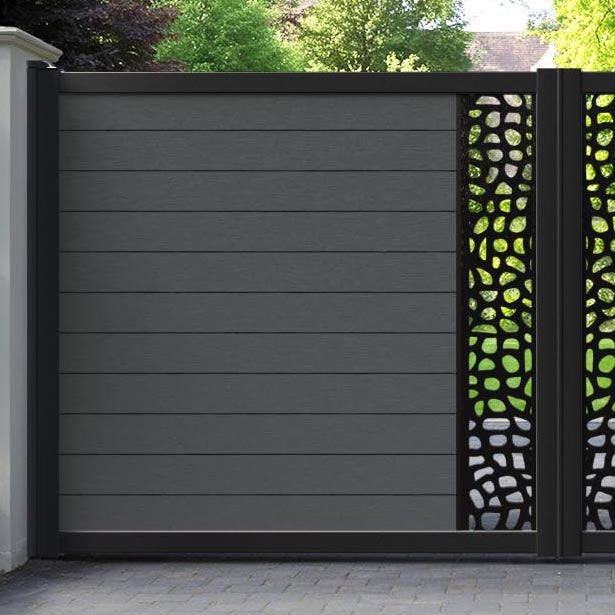 Fusion Pebble Straight Top Driveway Gate - Dark Grey - Middle Screen