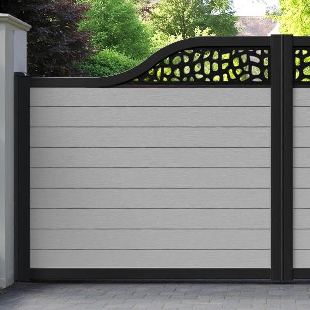 Fusion Pebble Curved Top Driveway Gate - Light Grey - Top Screen