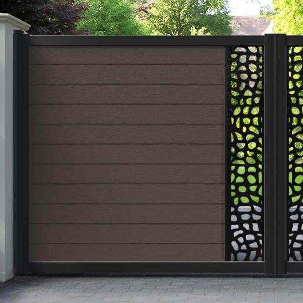 Fusion Pebble Straight Top Driveway Gate - Mid Brown - Middle Screen