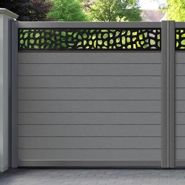 Fusion Pebble Straight Top Driveway Gate - Mid Grey - Top Screen