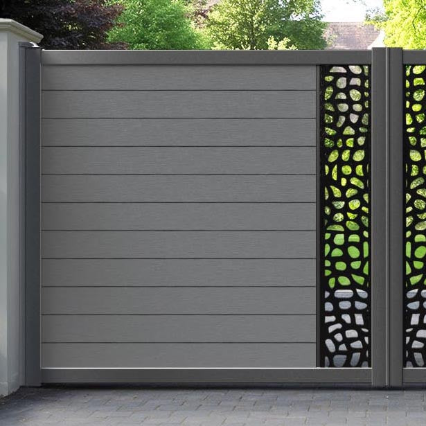 Fusion Pebble Straight Top Driveway Gate - Mid Grey - Middle Screen