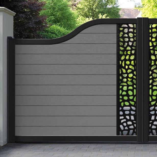 Fusion Pebble Curved Top Driveway Gate - Mid Grey - Middle Screen