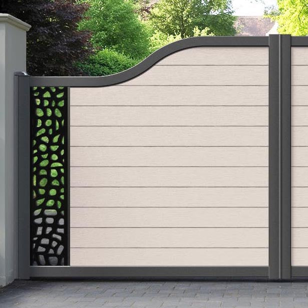 Fusion Pebble Curved Top Driveway Gate - Mid Stone - End Screen