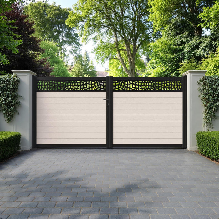 Fusion Pebble Straight Top Driveway Gate - Mid Stone - Top Screen