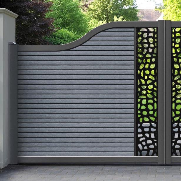 Hudson Pebble Curved Top Driveway Gate - Anthracite - Middle Screen