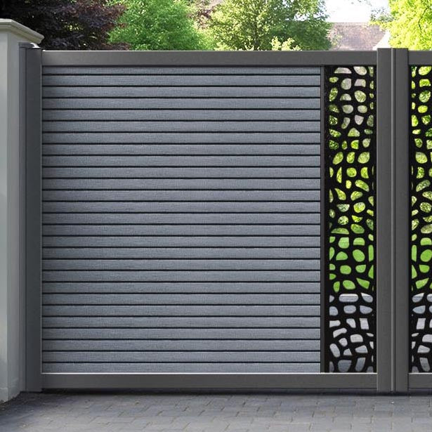 Hudson Pebble Straight Top Driveway Gate - Anthracite - Middle Screen