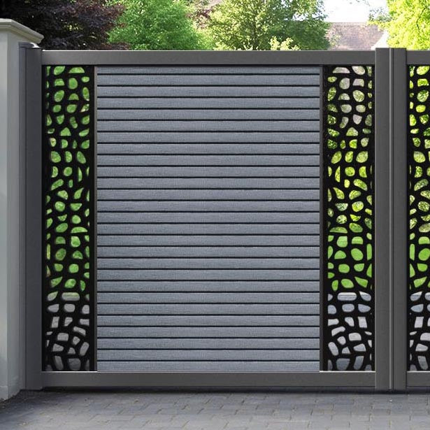 Hudson Pebble Straight Top Driveway Gate - Anthracite - Middle & End Screen