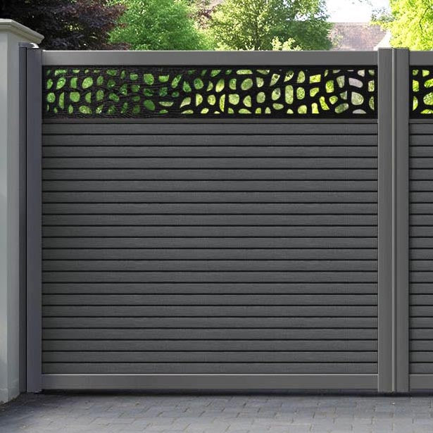 Hudson Pebble Straight Top Driveway Gate - Dark Grey - Top Screen