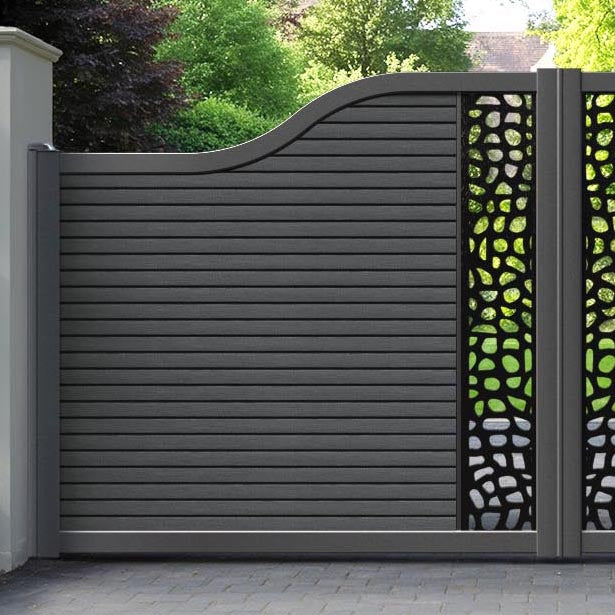 Hudson Pebble Curved Top Driveway Gate - Dark Grey - Middle Screen