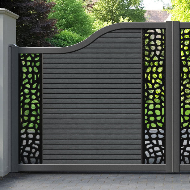 Hudson Pebble Curved Top Driveway Gate - Dark Grey - Middle & End Screen