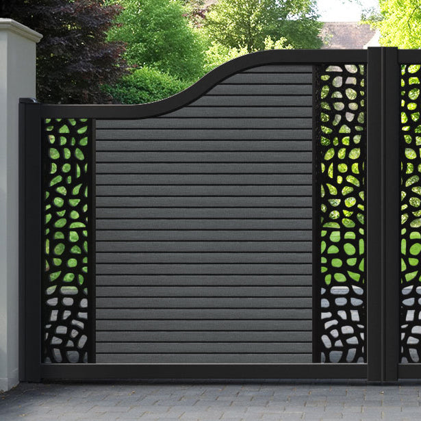 Hudson Pebble Curved Top Driveway Gate - Dark Grey - Middle & End Screen