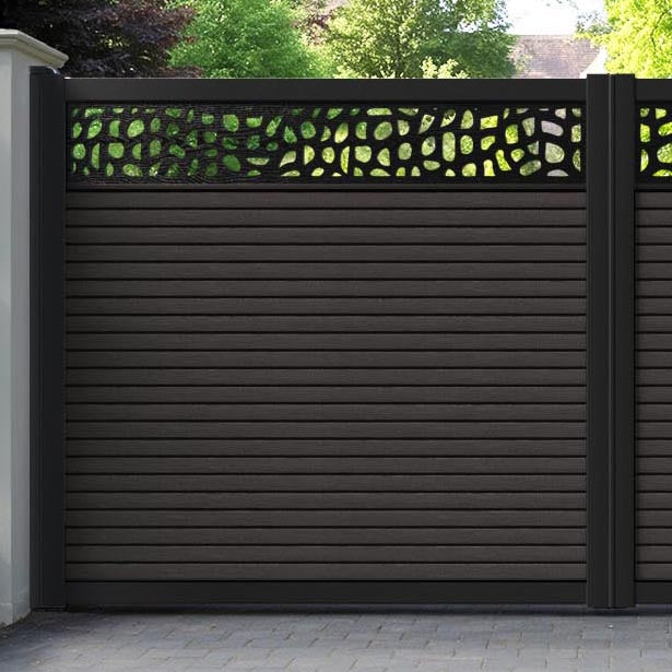 Hudson Pebble Straight Top Driveway Gate - Dark Oak - Top Screen