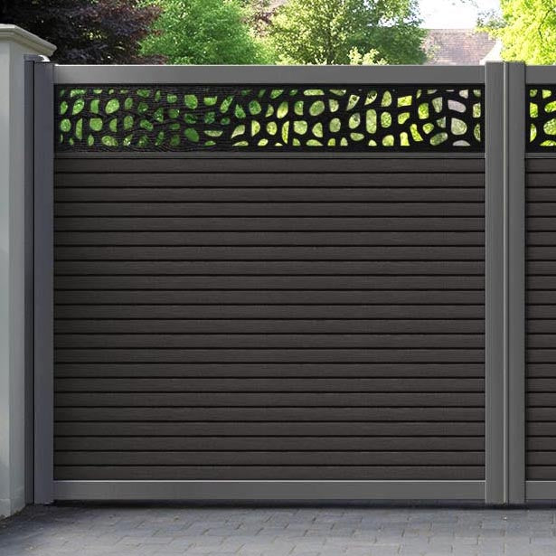 Hudson Pebble Straight Top Driveway Gate - Dark Oak - Top Screen