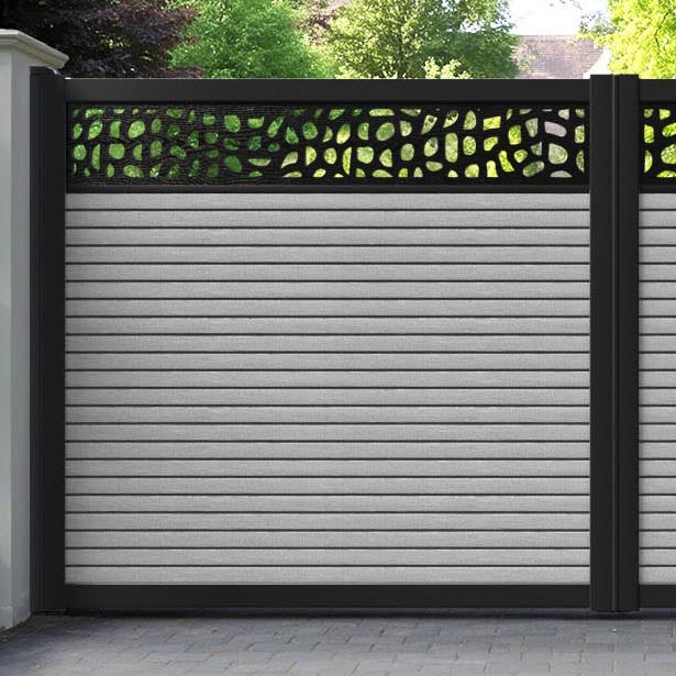 Hudson Pebble Straight Top Driveway Gate - Light Grey - Top Screen