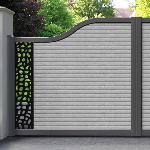 Hudson Pebble Curved Top Driveway Gate - Light Grey - End Screen