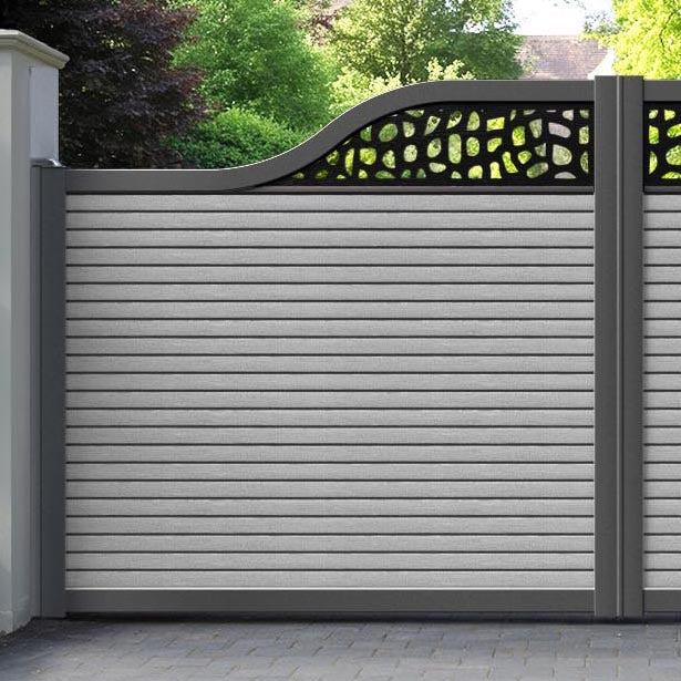 Hudson Pebble Curved Top Driveway Gate - Light Grey - Top Screen