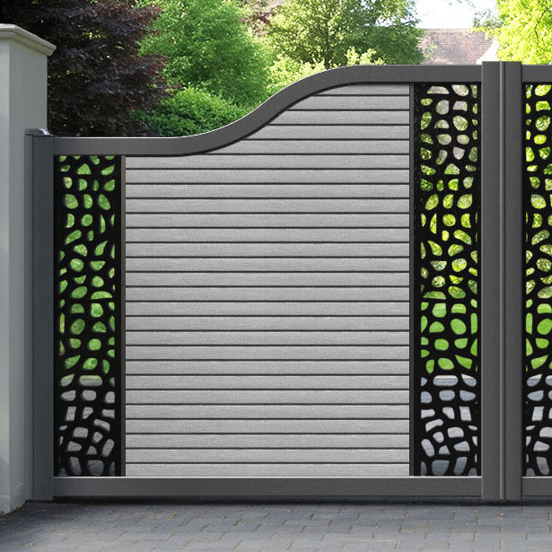 Hudson Pebble Curved Top Driveway Gate - Light Grey - Middle & End Screen