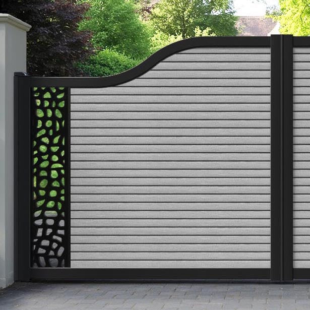 Hudson Pebble Curved Top Driveway Gate - Light Grey - End Screen