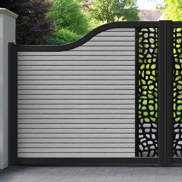 Hudson Pebble Curved Top Driveway Gate - Light Grey - Middle Screen