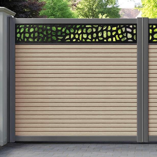 Hudson Pebble Straight Top Driveway Gate - Light Oak- Top Screen