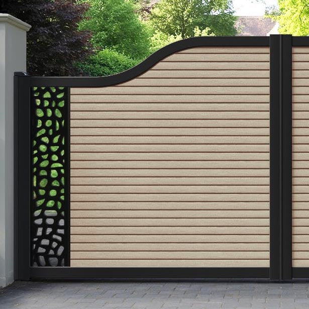 Hudson Pebble Curved Top Driveway Gate - Light Oak- End Screen