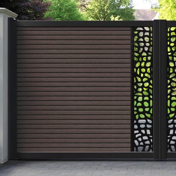 Hudson Pebble Straight Top Driveway Gate - Mid Brown - Middle Screen