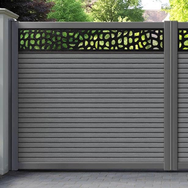 Hudson Pebble Straight Top Driveway Gate - Mid Grey - Top Screen