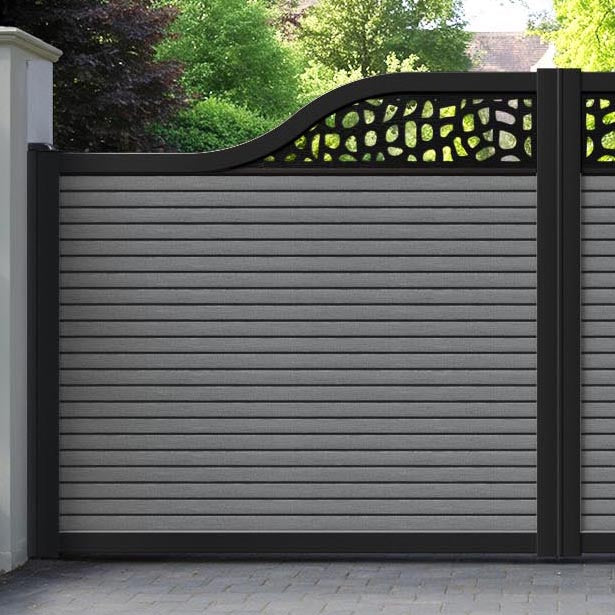Hudson Pebble Curved Top Driveway Gate - Mid Grey - Top Screen