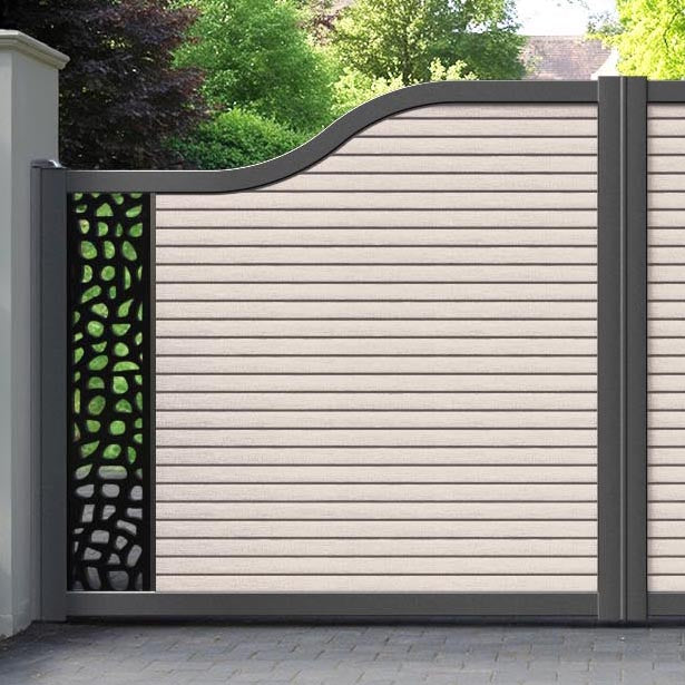 Hudson Pebble Curved Top Driveway Gate - Mid Stone - End Screen