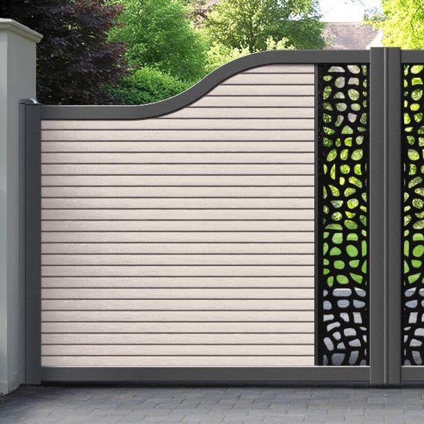 Hudson Pebble Curved Top Driveway Gate - Mid Stone - Middle Screen