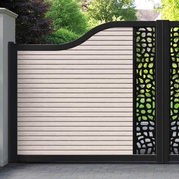 Hudson Pebble Curved Top Driveway Gate - Mid Stone - Middle Screen