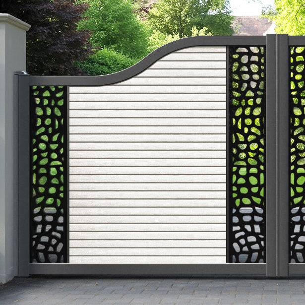 Hudson Pebble Curved Top Driveway Gate - Light Stone - Middle & End Screen