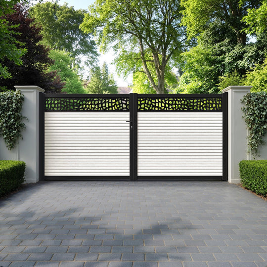 Hudson Pebble Straight Top Driveway Gate - Light Stone - Top Screen